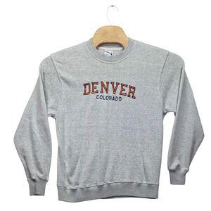 ESY Surf Co Denver Colorado Sweatshirt Men Medium Grey Embroidered Orange Blue M